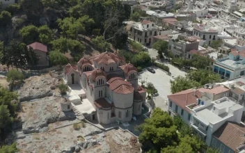 Stock Video Little Church In Athens Aerial Shot Animated Wallpaper
