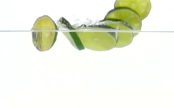 Stock Video Lime Slices Falling Through Water Animated Wallpaper