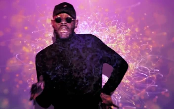 Stock Video Lights Projected Onto Dancing Man Animated Wallpaper
