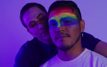 Stock Video Lgbt Couple Of Men With Rainbow Makeup Animated Wallpaper