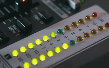Stock Video Led Light Indicators In A Dj Mixing Machine Animated Wallpaper