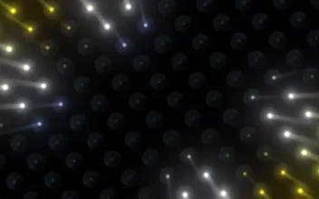 Stock Video Large Curved Screen Showing A Lot Of Yellow Lights Smal Animated Wallpaper