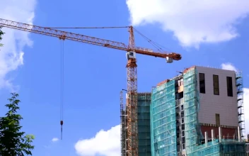 Stock Video Large Crane Over A Construction Site Animated Wallpaper