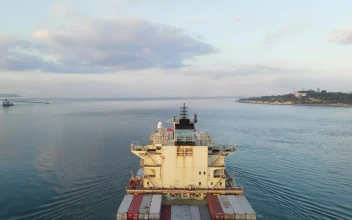 Stock Video Large Cargo Ship Leaving For The Ocean Animated Wallpaper
