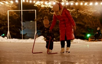 Stock Video Mother Teaching Her Daughter To Ice Skatin Animated Wallpaper