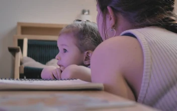 Stock Video Mother Talks To Her Daughter Who Watches T Animated Wallpaper