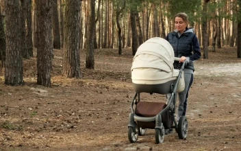 Stock Video Mother Lulling Her Baby In Stroller In A Par Animated Wallpaper