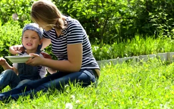 Stock Video Mother Feeding Her Child Outsid Animated Wallpaper