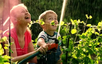 Stock Video Mother And Child Spraying A Hos Animated Wallpaper