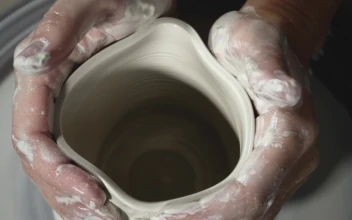 Stock Video Molding Clay Pottery Wheel Close U Animated Wallpaper