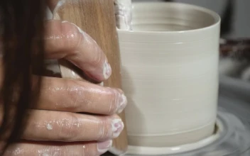 Stock Video Molding Clay Pot On The Pottery Whee Animated Wallpaper