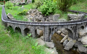 Stock Video Model Train Heading Over A Bridg Animated Wallpaper