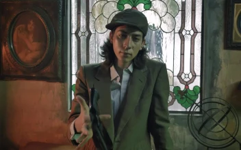 Stock Video Mobster Aiming His Pistol In An Old Fashioned Settin Animated Wallpaper