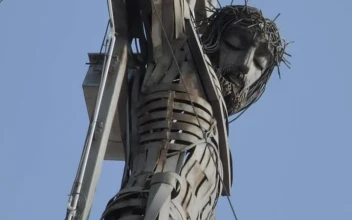 Stock Video Metal Sculpture Of A Crucified Jesus Chris Animated Wallpaper