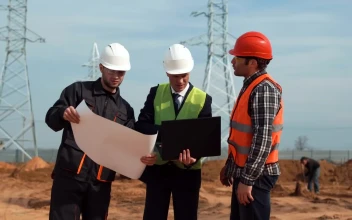 Stock Video Men On Constructions Site Checking The Blueprin Animated Wallpaper