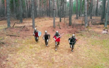 Stock Video Medieval Warriors Running In A Fores Animated Wallpaper
