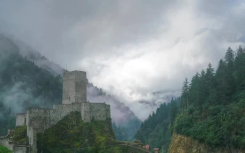 Stock Video Medieval Castle In A Cloudy Fores Animated Wallpaper
