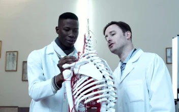 Stock Video Medical Students Learning With Dummy Skeleto Animated Wallpaper