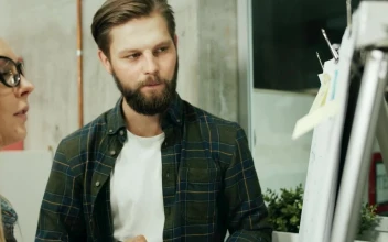 Stock Video Marketing Work Team Out Problem On Whiteboar Animated Wallpaper
