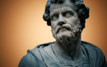 Stock Video Marble Statue Against An Orange Backgroun Animated Wallpaper