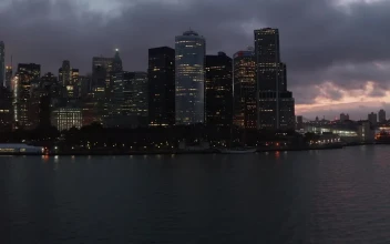 Stock Video Manhattan Skyline View Over The Water At Nigh Animated Wallpaper
