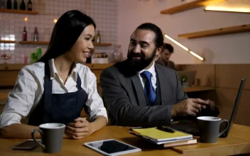 Stock Video Manager Enjoying A Chat With His Staf Animated Wallpaper