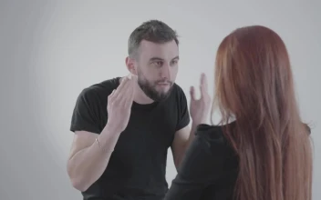 Stock Video Man Yells At Woman And Gestures Angrily On White Backgroun Animated Wallpaper