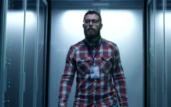 Stock Video Man Working With Data Center Compute Animated Wallpaper