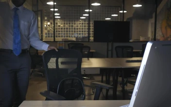 Stock Video Man Working In An Office At Nigh Animated Wallpaper