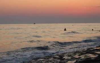 Stock Video Man Walking Along The Shore Of A Beach At Sunse Animated Wallpaper