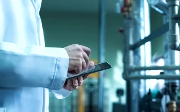 Stock Video Man Using A Tablet In An Industrial Environmen Animated Wallpaper
