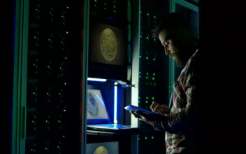 Stock Video Man Using A Laptop In A Dark Room Data Cente Animated Wallpaper