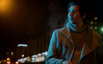 Stock Video Man Smoking In The Street On A Light Rainy Nigh Animated Wallpaper