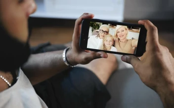 Stock Video Man Smiles At Facebook Video Call From Famil Animated Wallpaper