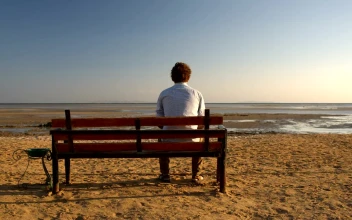 Stock Video Man Sitting Alone On A Benc Animated Wallpaper