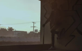 Stock Video Man Silhouette In An Abandoned Buildin Animated Wallpaper