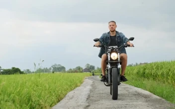 Stock Video Man Rides Motorcycle Chopper On Farm Field Pat Animated Wallpaper