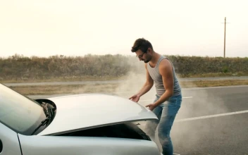 Stock Video Man Opening The Hood Of His Broken Down Ca Animated Wallpaper