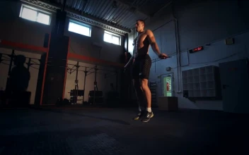 Stock Video Man Jumping The Rope At The Gy Animated Wallpaper