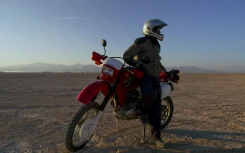 Stock Video Motocross Biker In The Desert