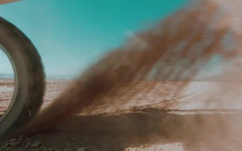 Stock Video Motorcycle Tire Speeding In The Desert
