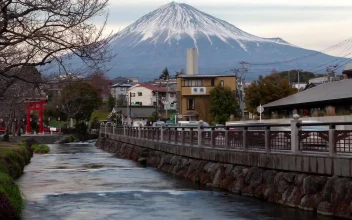 Stock Video Mount Fuji And Traffic Road