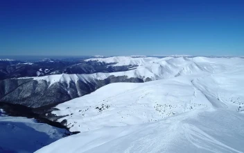 Stock Video Mountain Range In A Clear Sky Day