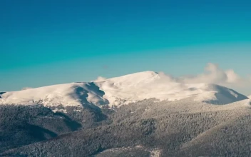 Stock Video Mountain Range Seen From Afar Fast Motion