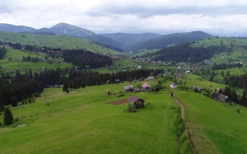 Stock Video Mountain Village Seen From The Air