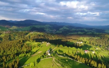 Stock Video Mountainous Landscape In Spring With Cloudy Sky