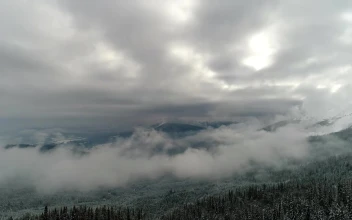 Stock Video Mountainous Landscape In Winter Covered With Fog