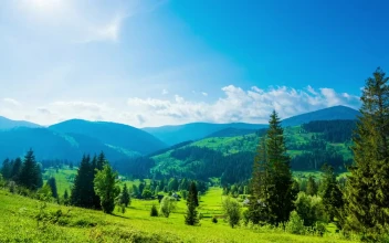 Stock Video Mountains Landscape In Blue And Green Tones