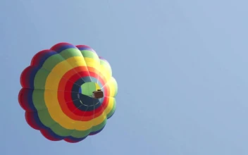 Stock Video Multicolored Hot Air Balloon Is Seen From Below