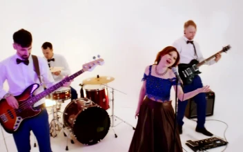 Stock Video Musical Band Playing A Song On A Photo Studio
